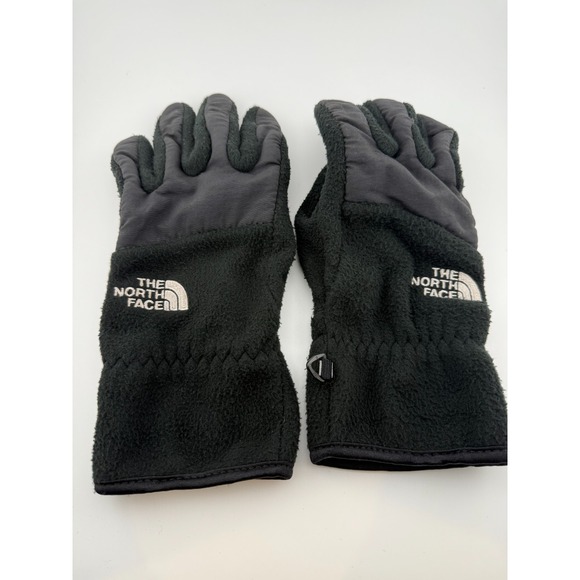 The North Face Fleece Gloves Mens Small Black Nylon Palm Grip Winter - Picture 2 of 9